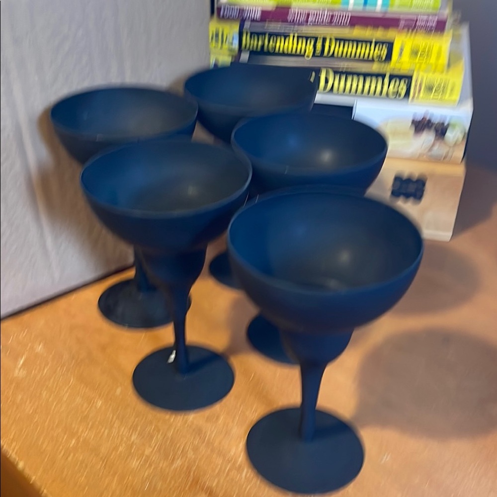 Elegant Matte Black Pedestal Drinkware Set! Perfect for Margaritas. Set of five.
